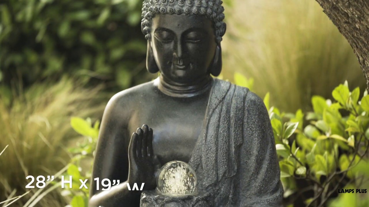 Video1 of Sitting Buddha 28" High Stone Finish LED Water Fountain