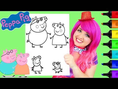 Coloring Peppa Pig, George, Mummy & Daddy Coloring Page Prismacolor Paint Markers | KiMMi THE CLOWN Video