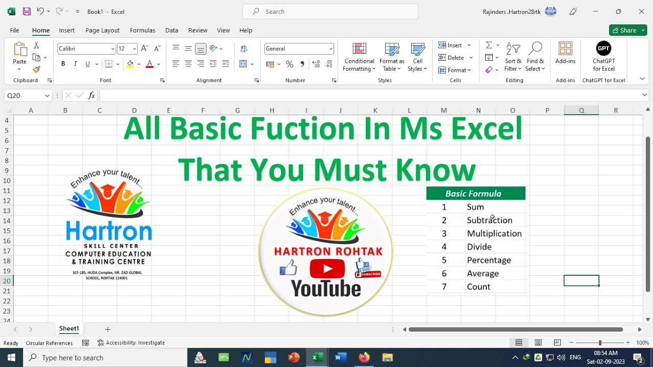 All Basic Function Of MS Excel That You Must Know--by Hartron Computer Skill Centre Rohtak-28Rtk