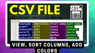 Watch video, CSV File: View, Add Column Colors and Sort Data using Notepad++