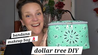Trending BANDANA Bag!! Dollar Tree DIY a makeup bag with me 💄🎉🔥
