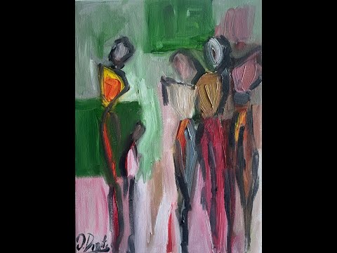 Crowd - By Alex Dinets | Easy Abstract Figures for Beginners | Oil Painting Tutorial #modernpainting