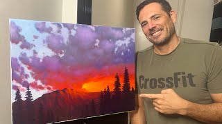 Download lagu A new painting lesson preview - Glowing Mountains in acrylic timelapse.  Sunset clouds and sky. mp3