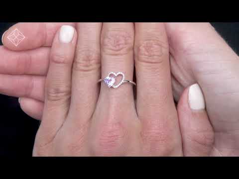 Amethyst and Diamond Stellato Hearts Ring in 9K White Gold - E5040