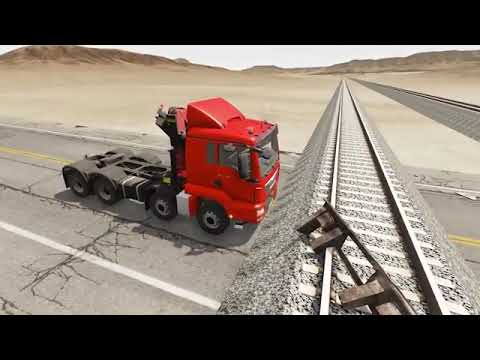 Impossible Sharp U Turn Rail Tracks Vs Trains Crossing - BeamNG.Drive