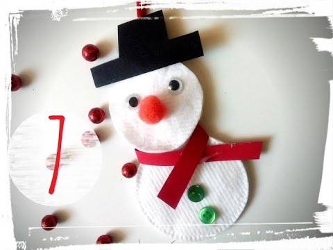 actvité noël : bonhomme de neige en coton