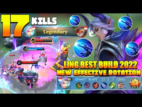17 Kills Legendary Ling Fast Hand Gameplay 2022 | Best Rotation Ling | Ling Best Build 2022 | MLBB