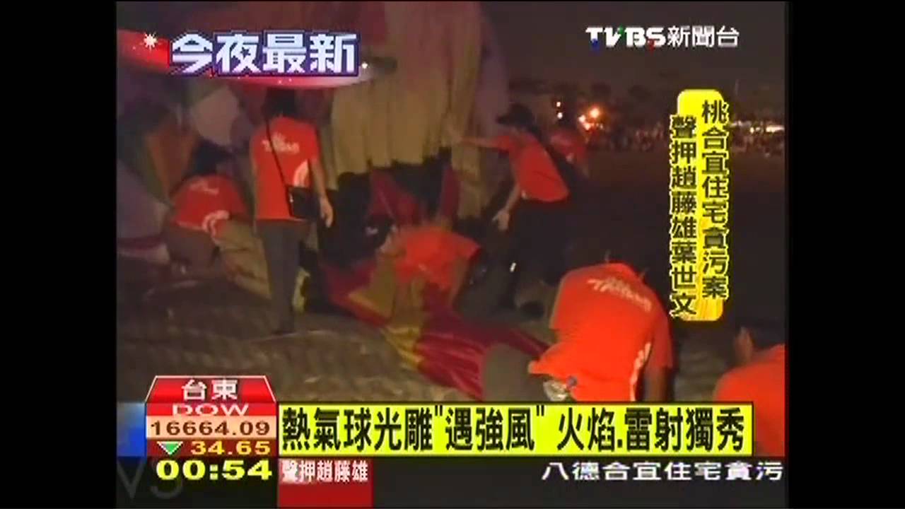 熱氣球光雕「遇強風」　火焰、雷射獨秀