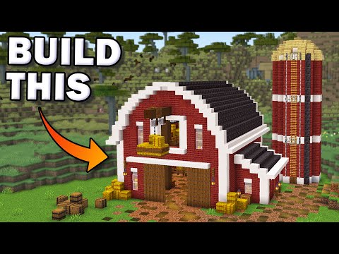 How to build a Minecraft Barn - Easy Red Barn House Tutorial - 1.19 Minecraft Wild Update