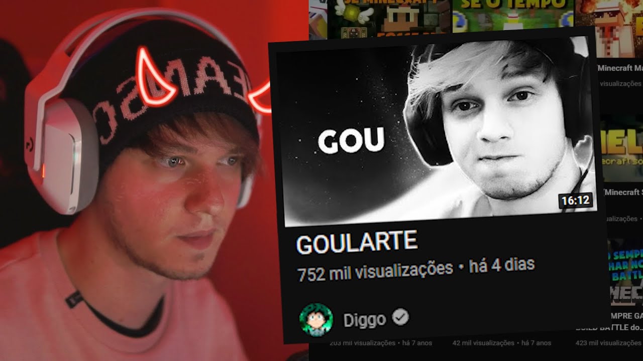 Goularte reagindo ao vídeo do Diggo sobre ele