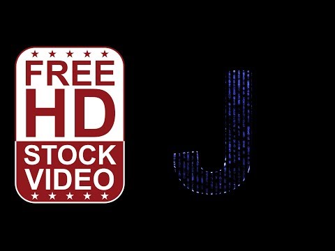 Free Stock Videos – animated letter J with blue matrix code falling effect seamless loop 2D
