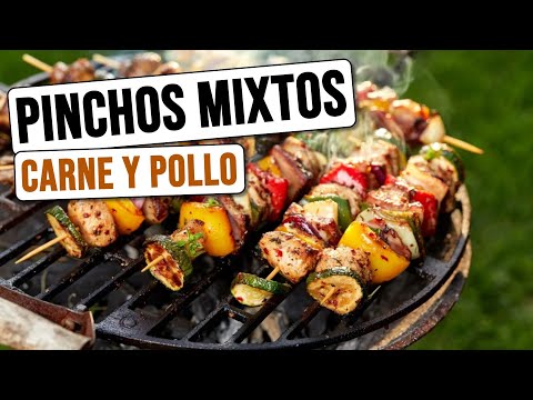 👩‍🍳 Receta Pinchos Mixtos de Carne y Pollo a la Parrilla 2024 | Pinchos Mixtos Fáciles Deliciosos