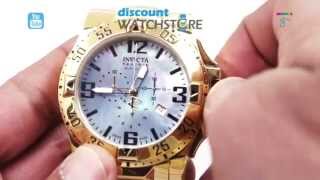 Invicta 6257 Men&#39;s Excursion Reserve MOP Blue Dial Gold Steel Bracelet Chrono Watch Review Video