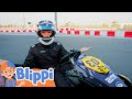 Blippi Drives Go Go Go Karts Vehicles For Children Educational Videos For Kids