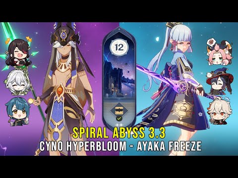 C1 Cyno Hyperbloom and C0 Ayaka Freeze - Genshin Impact Abyss 3.3 - Floor 12 9 Stars