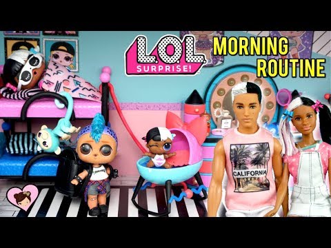LOL Family  School Morning Routine in NEW LOL Surprise Dollhouse - Barbie Pretend Play