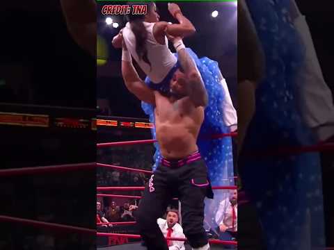 Damn! Santana just put Tasha Steelz through a table at #TNA Rebellion 2025.