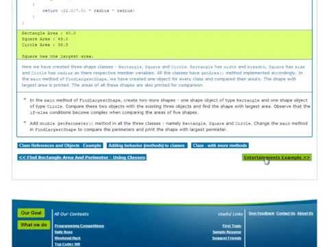 Various Shape Classes Learn Java Online