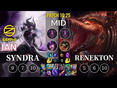 OZ Ian Syndra vs Renekton Mid - KR Patch 10.25