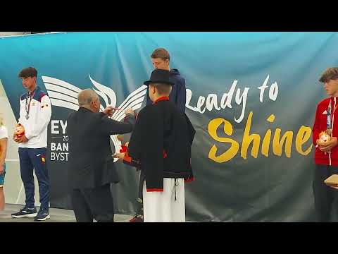 Jan Kumstát (CZE) gold medal ceremony, tenis, EYOF Banská Bystrica