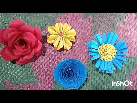😍DHAKSHU CREATION😍 / 4 methods of flowers use colour paper👌👌👍