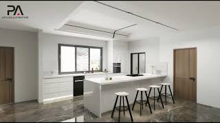 Minimalist Elegance: Modern Grey Kitchen Cabinets in a Chic Gallery Layout