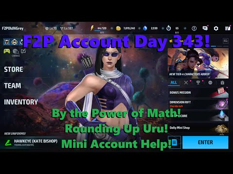 Marvel Future Fight: F2P Account Day 343!  Math is Stronk! Collecting Uru! Mini Account Help! 🧮🤓🩹
