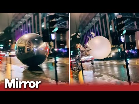 Giant baubles cause chaos in London
