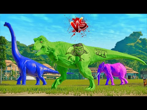 Superhero dinosaurs are fighting! Hulk T-Rex vs Spider-Man I-Rex vs Captain America Spinosaurus