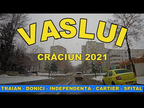 Orasul VASLUI traseu Traian - Donici - Piata Centrala - Cartier - Spital Craciun 2021 video 4K ep 1