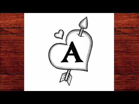 Easy A Name Art | Heart & Arrow Drawing for Beginners (Step by Step)