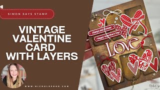 Vintage Valentine Card | Distress Ink Layering, Stamping & Collage Background