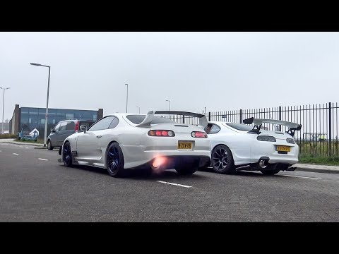 950HP and 880HP Toyota Supra - CRAZY 2-Step & Burnouts !