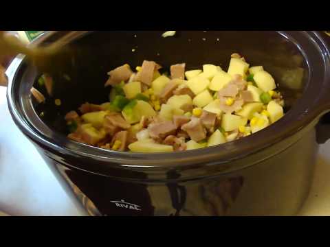 Slow Cooker Corn, Ham and Potato Scallop