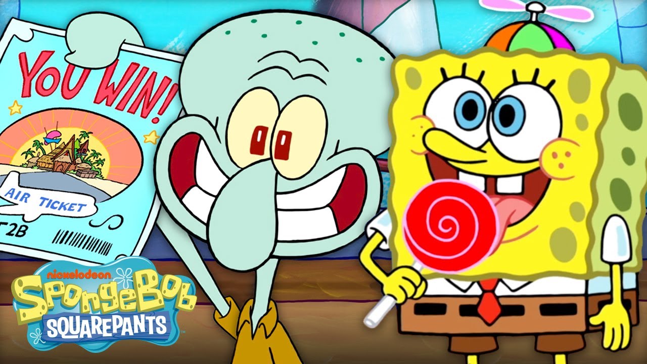 SpongeBob & Squidward Fly to Bora Bora Bottom ✈️ | 