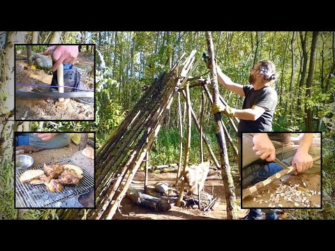 Shelter bauen, Teil 2 – Feuerbohrer, Lagerfeuer, Essen, Try Stick – Bushcraft, Survival & Outdoor