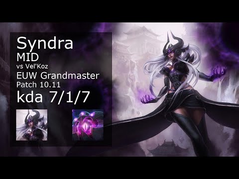 Syndra Mid vs Vel'Koz - EUW Grandmaster 7/1/7 Patch 10.11 Gameplay