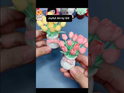 Clay tulip flower vase🌷💐#diy#youtubeshorts#shorts#Joyfullartbygill