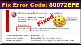 How to Fix windows 7 update error 80072efe | windows 7 update error 80072efe hindi