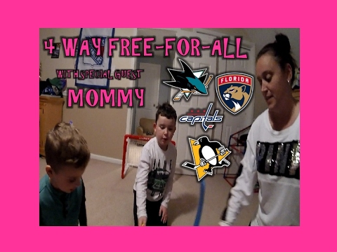KNEE HOCKEY - 4 WAY FREE FOR ALL WITH MOMMY - PENGUINS / SHARKS / PANTHERS / CAPITALS