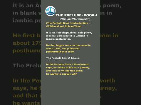 Quick Recap-8| The Prelude- Book-I || William Wordsworth|| PG TRB ENGLISH | UGC NET| SET |