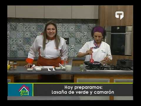 Hoy preparamos Lasaña de verde y camarón