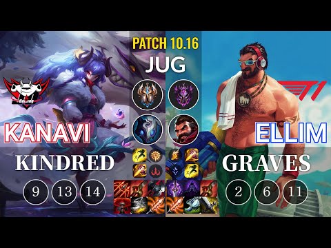 JDG Kanavi Kindred vs T1 Ellim Graves Jungle - KR Patch 10.16
