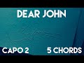 Dear John by Taylor Swift Guitar Lesson | Capo 2 (5 Chords) Tutorial