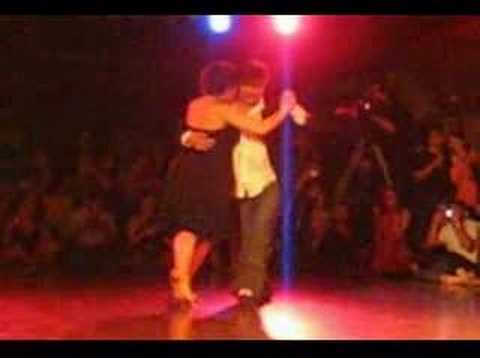  Corina de la Rosa  and  Julio Balmaceda  are  dancing  to  the  tango  "  El Yaguaron  "