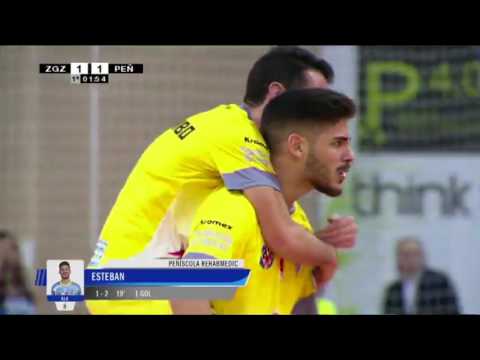 Gol de Esteban (1-2) en el Ríos Renovables Zaragoza - Peñíscola Rehab Medic. J9, 1Div