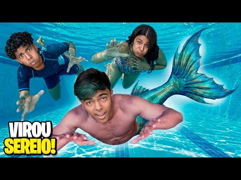 Estevão turned into a merman after being kissed by the evil mermaid! 😨