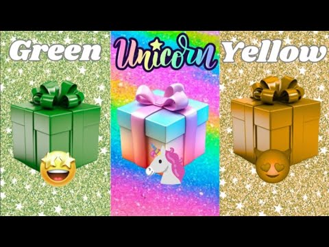 Choose your gift🎁💝🤮|| 3 gift box challenge Green, Unicorn & Yellow #giftboxchallenge #chooseyourgift