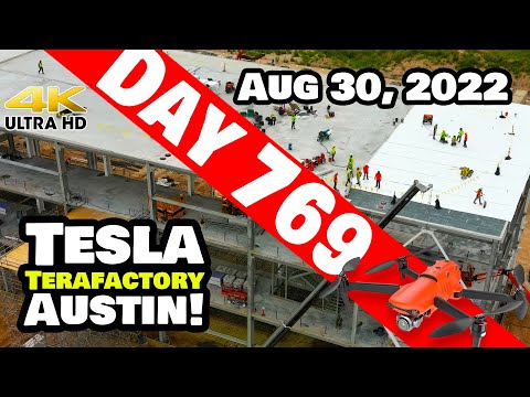 MORE CATHODE BLDG PROGRESS AT GIGA TEXAS! - Tesla Gigafactory Austin 4K  Day 769 - 8/30/22- Tesla TX