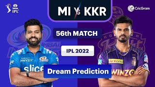 MI vs KOL Dream11 Team  | MI vs KKR Dream11 | Dream11 Today Match Prediction:56th Match, IPL 2022
